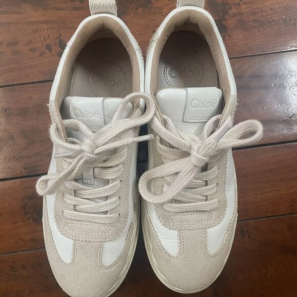 Chloe Lauren Low Top Sneakers Neutral Tones  - Womens 37 - Picture 2 of 4